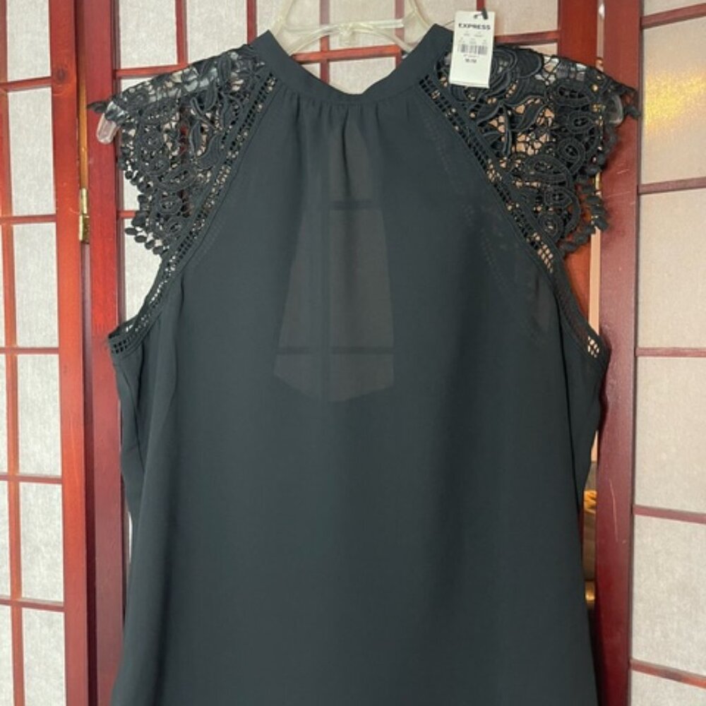 Womans Black Chiffon Blouse Medium